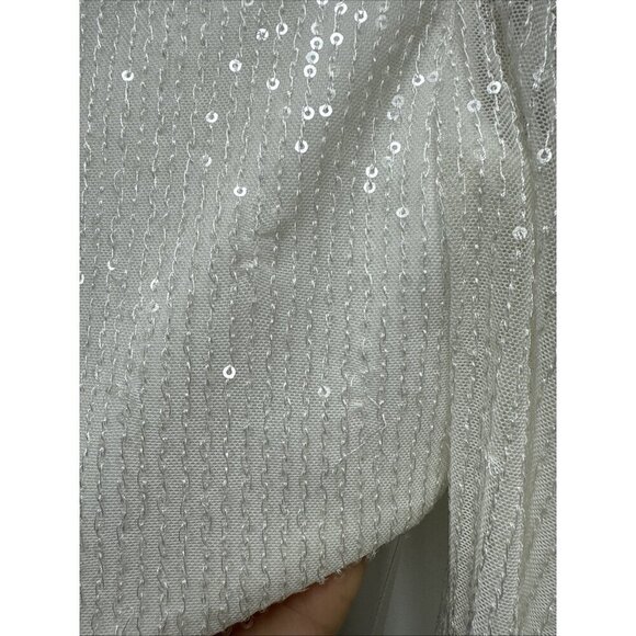 Mac Duggal Size 4 Black White 42037 Sequin One Puff Shoulder Gown Dress New Prom - Picture 9 of 14